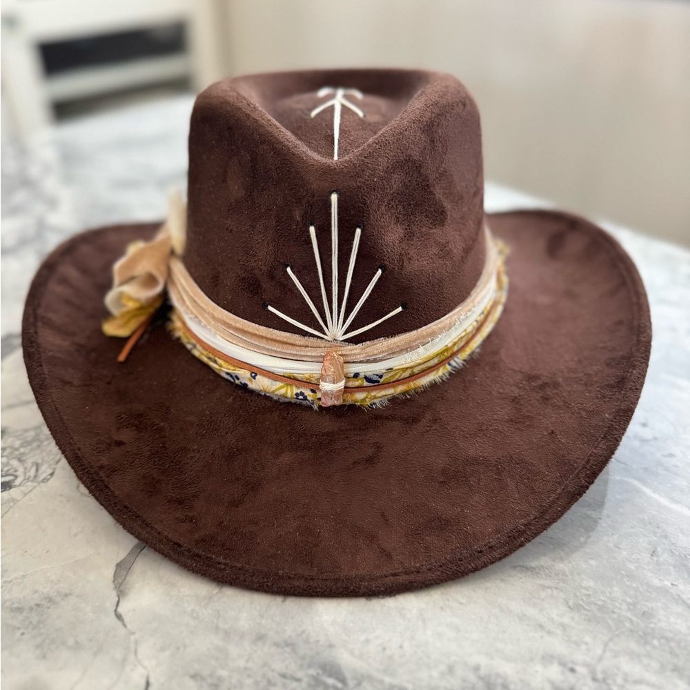 NWT ~ One of a Kind Brown Vegan Suede Western Hat